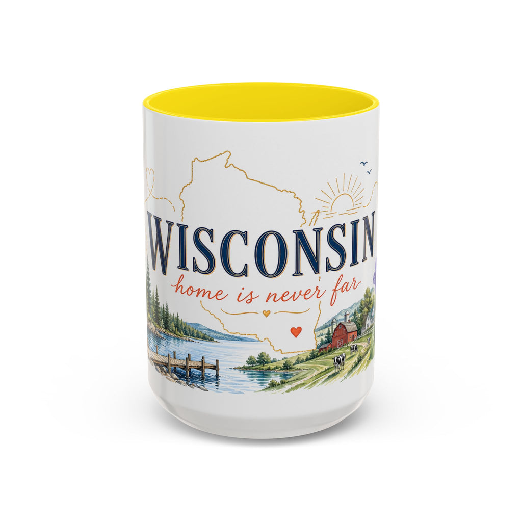 Wisconsin Home State Mug | Moving Away Gift | Long Distance Friendship Coffee Cup | 11oz 15oz Accent Mug