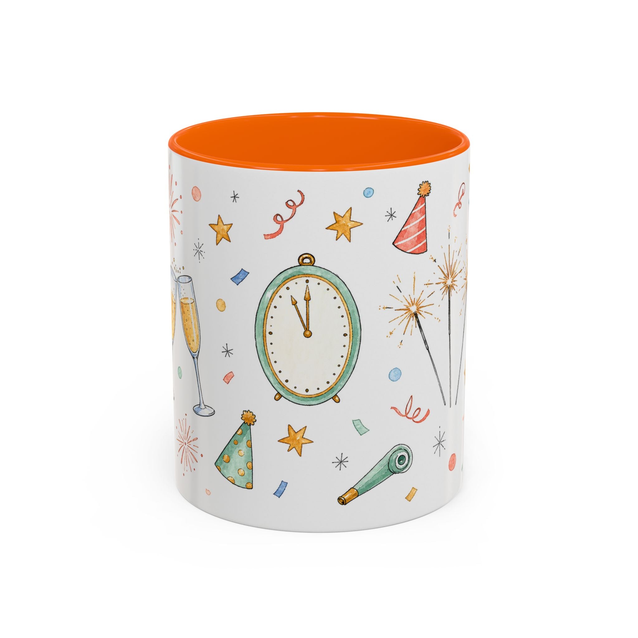 New Year Sparkler Mug | Champagne Toast Watercolor Party Gift | Accent Cup 11oz 15oz