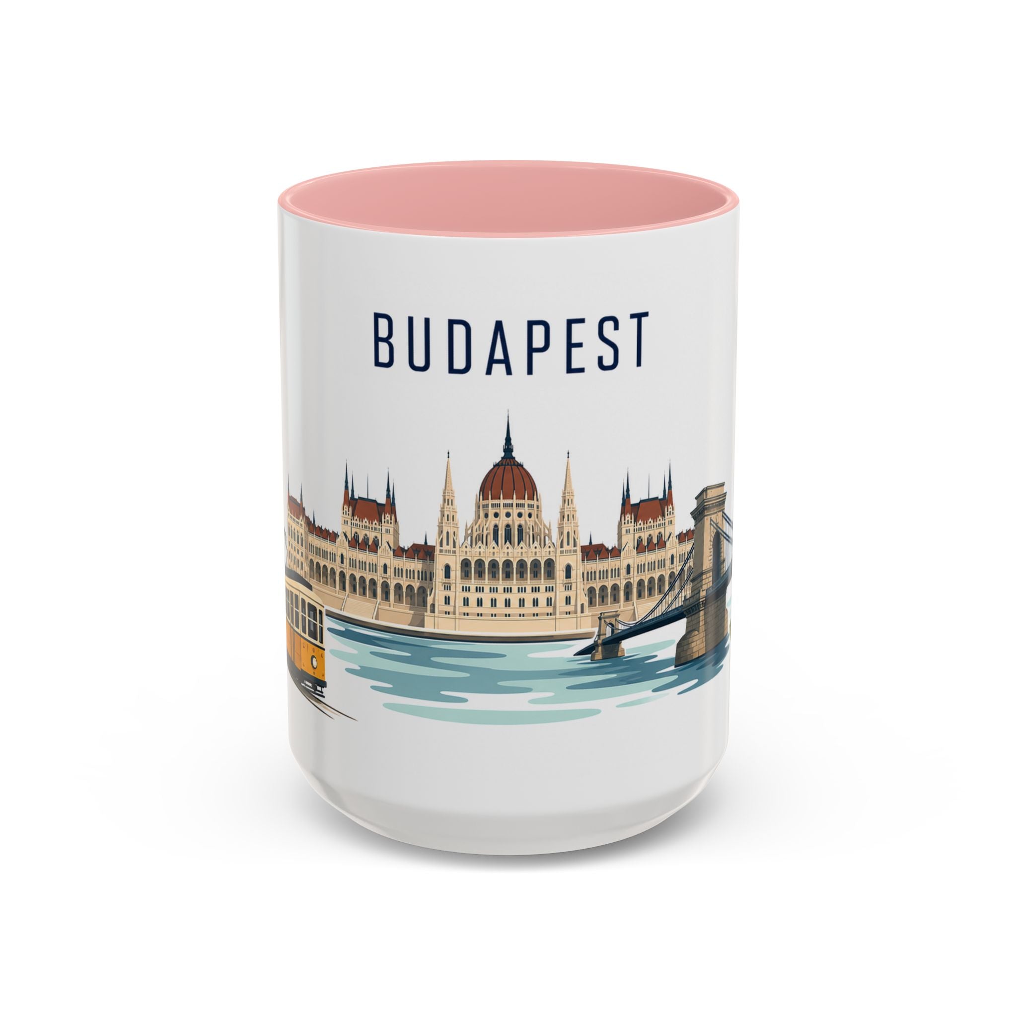 Budapest Coffee Mug | Hungary Travel Souvenir | Porcelain Decal City Gift | 11oz 15oz Accent Mug