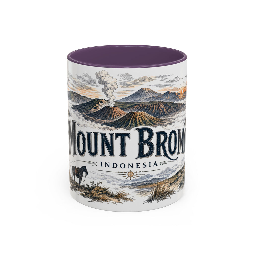 Mount Bromo Mug, Indonesia Travel Souvenir, Bucket List Gift, Accent Ceramic Coffee Mug 11oz 15oz