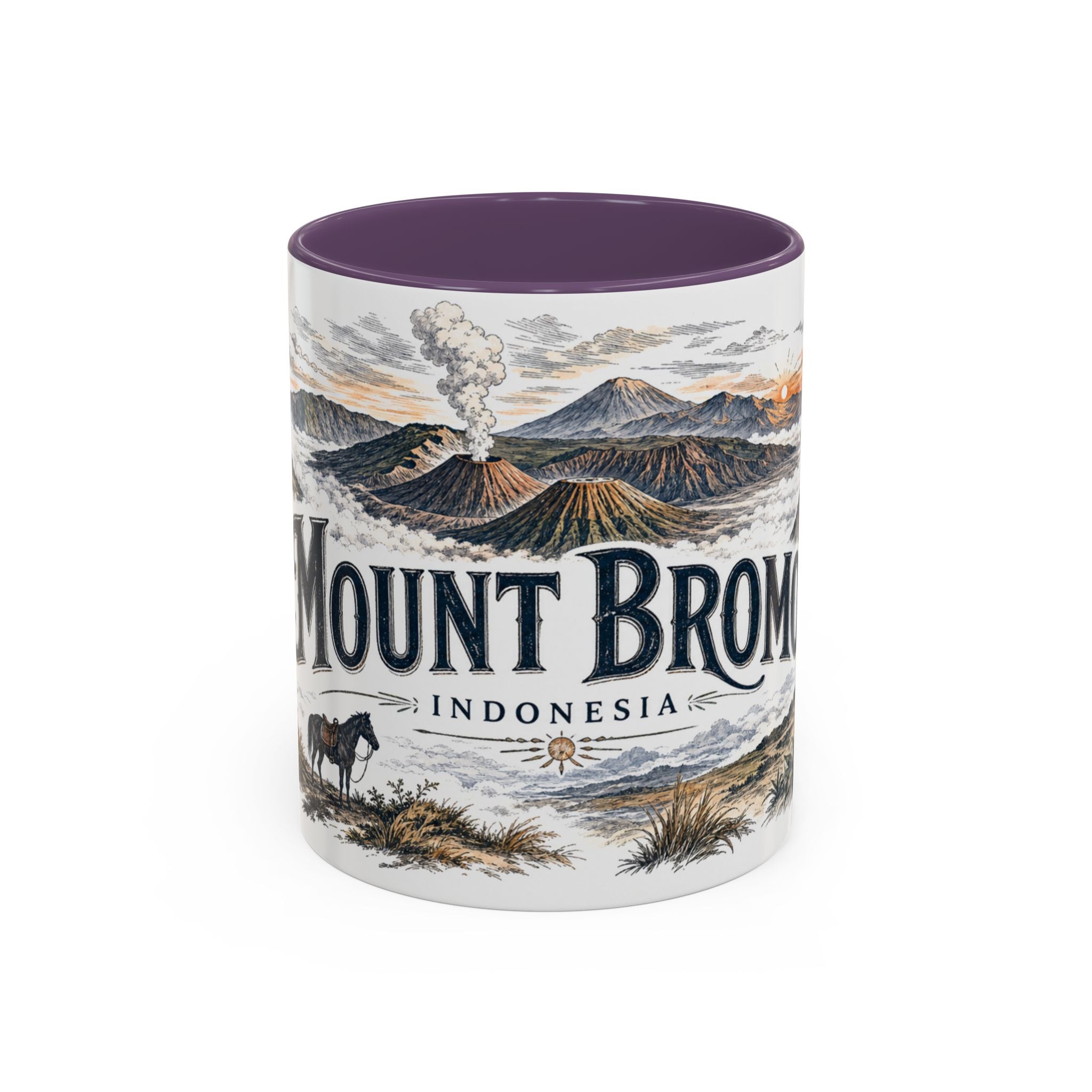 Mount Bromo Mug, Indonesia Travel Souvenir, Bucket List Gift, Accent Ceramic Coffee Mug 11oz 15oz