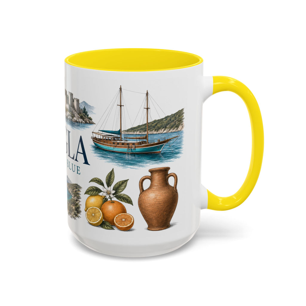 Mugla Coffee Mug | Turkey Travel Souvenir | Vintage Illustrated City Gift | 11 oz 15 oz Accent Mug