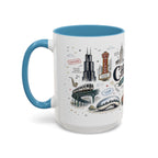 Chicago Coffee Mug | Illinois Souvenir City Gift | Accent Color Ceramic 11oz 15oz