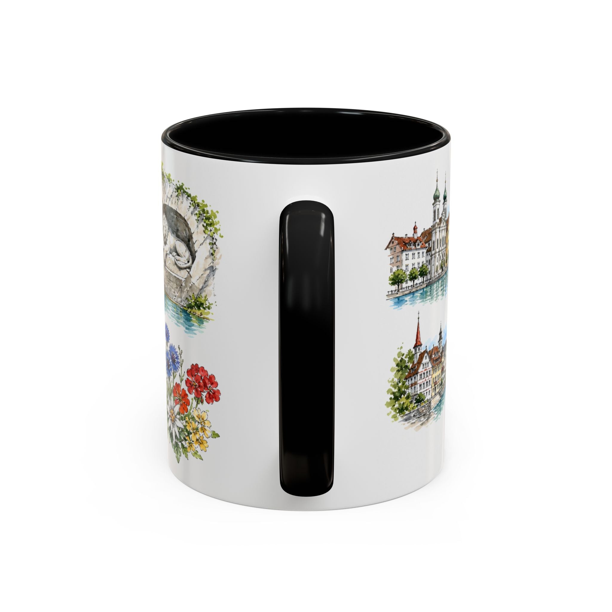 Lucerne Illustrated Travel Mug | City Souvenir Accent Coffee Mug | 11oz 15oz Ceramic Cup