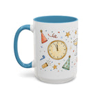 New Year Mug | Midnight Clock Toast Watercolor Celebration Gift | Accent Cup 11oz 15oz