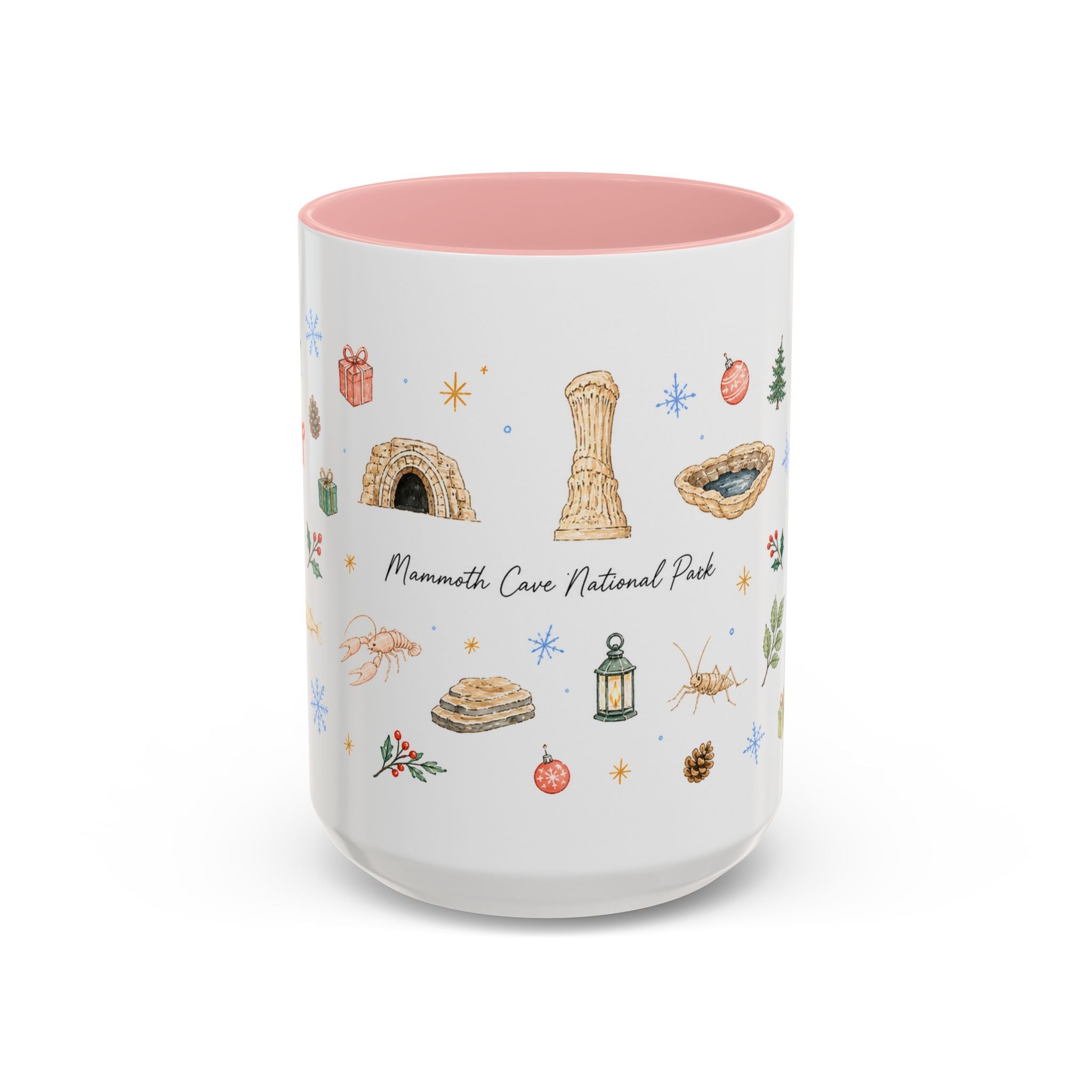 Mammoth Cave National Park Christmas Mug | Watercolor Travel Souvenir | Holiday Gift | Accent Ceramic Coffee Cup 11oz 15oz