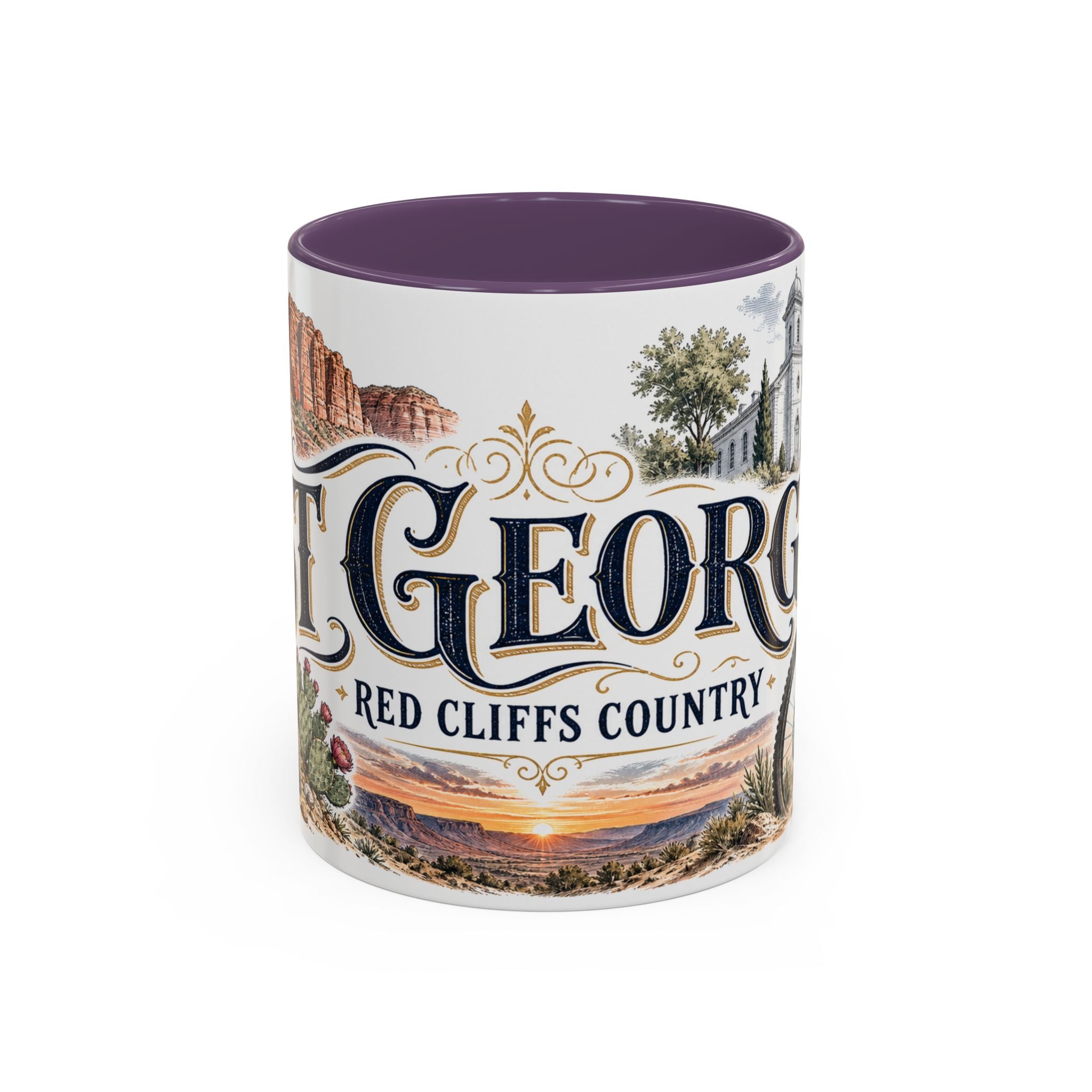 St George Coffee Mug | United States Travel Souvenir | Vintage Illustrated City Gift | 11 oz 15 oz Accent Mug