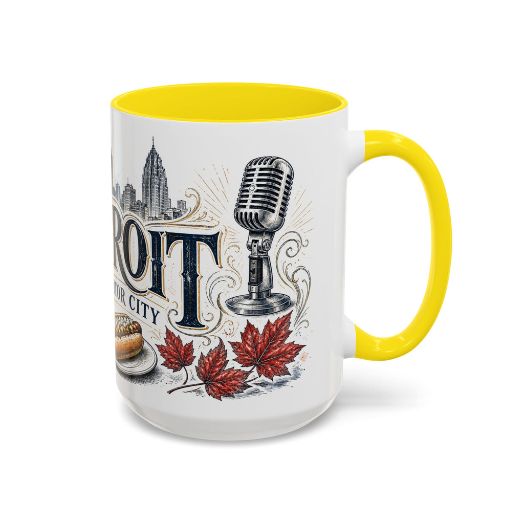 Detroit Coffee Mug | United States Travel Souvenir | Vintage Illustrated City Gift | 11 oz 15 oz Accent Mug