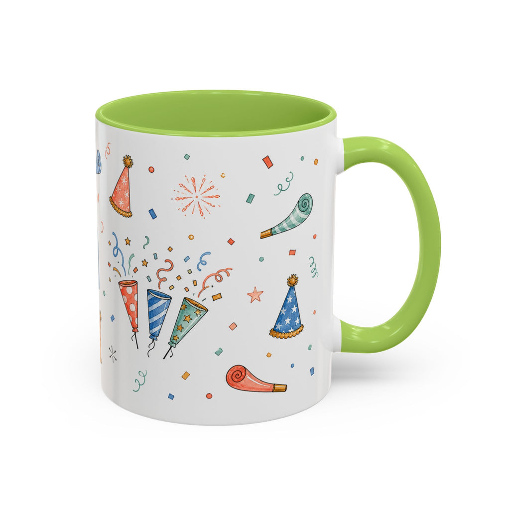 New Year Party Mug | Balloon Popper Watercolor Celebration Gift | Accent Cup 11oz 15oz