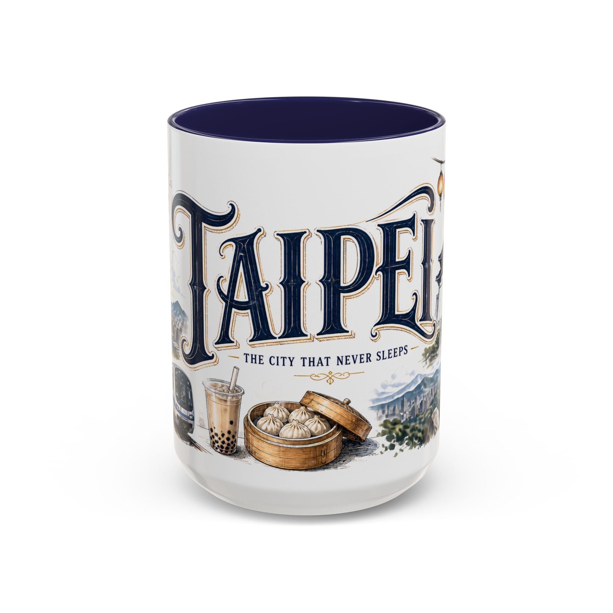 Taipei Coffee Mug | Taiwan Travel Souvenir | Vintage Illustrated City Gift | 11 oz 15 oz Accent Mug