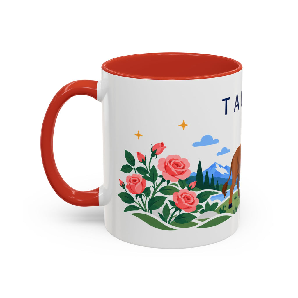 Taurus Zodiac Coffee Mug | Bull and Rose Design | Astrology Birthday Gift | 11 oz 15 oz Ceramic Accent Mug