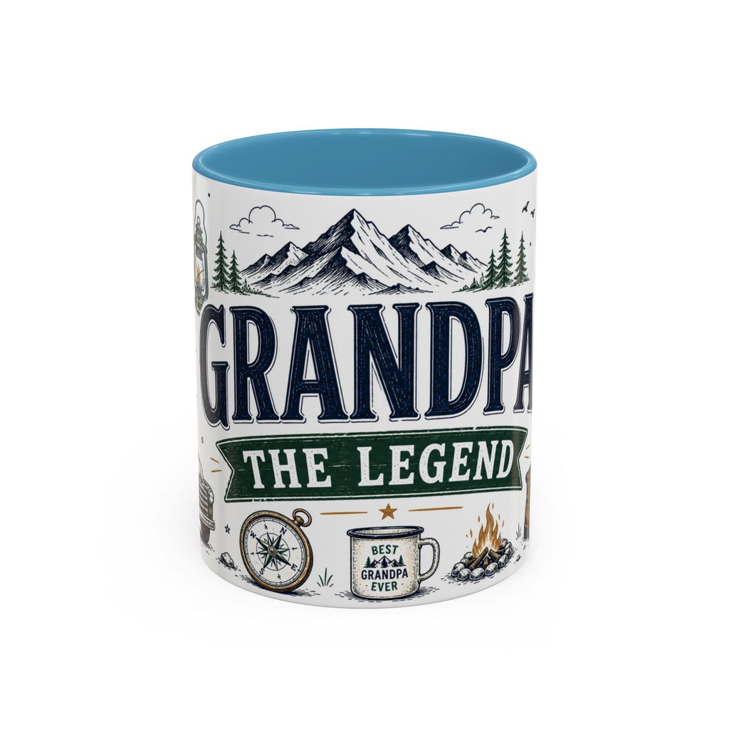 Grandpa The Legend Coffee Mug | Gift From Grandkids | Accent Color Ceramic 11oz 15oz