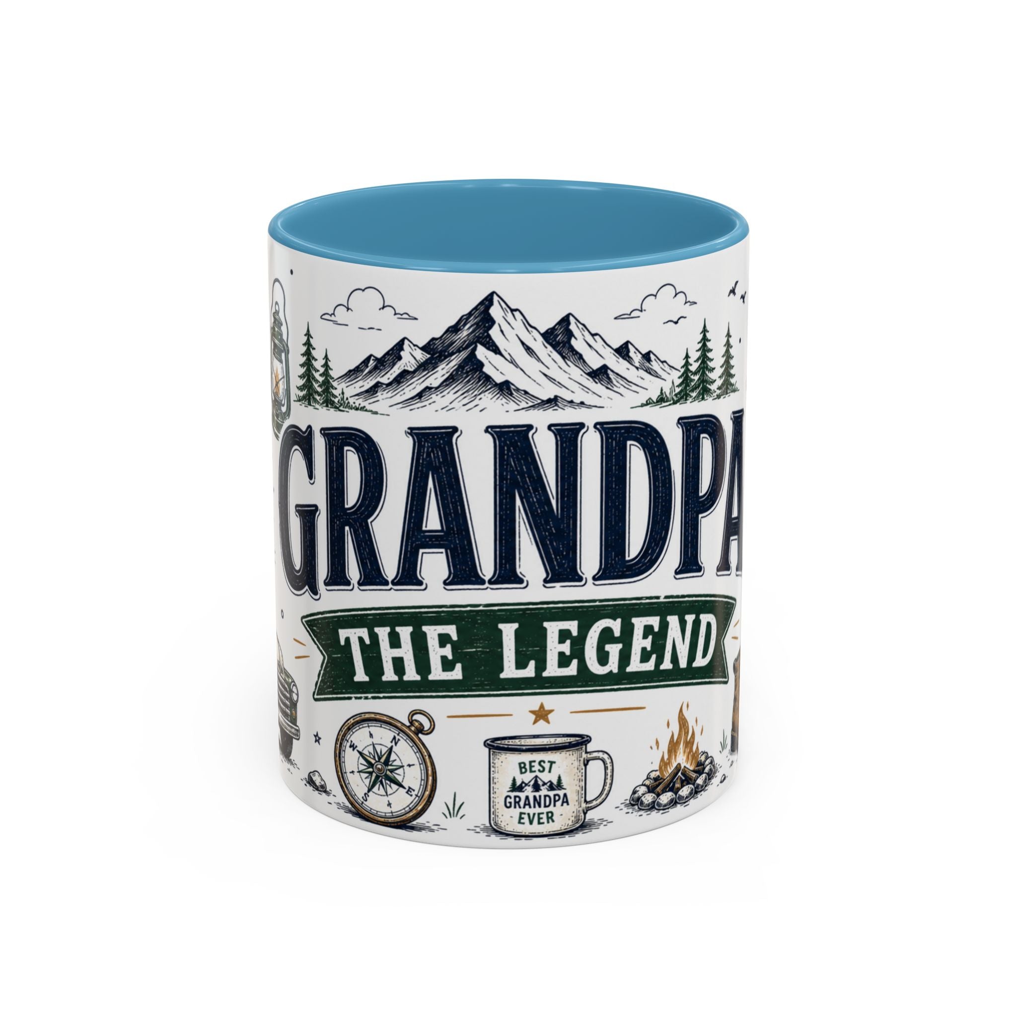 Grandpa The Legend Coffee Mug | Gift From Grandkids | Accent Color Ceramic 11oz 15oz