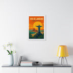 Rio de Janeiro Sunset Brazil Framed Poster | Vintage Travel Wall Art | Black Walnut White Frame | 16x24 20x30