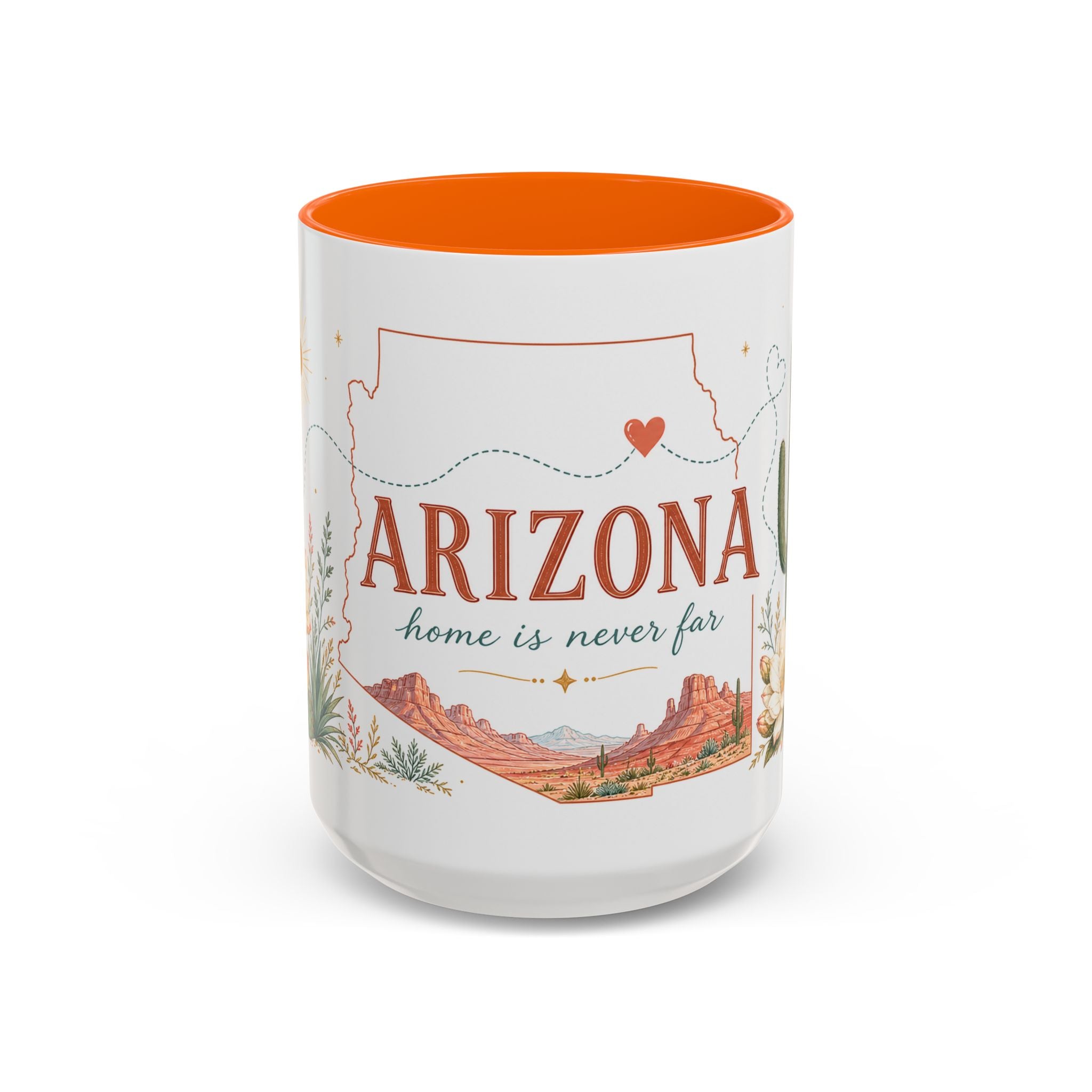 Arizona State Map Mug | Desert Landscape, Botanical Accents, Homesick Gift