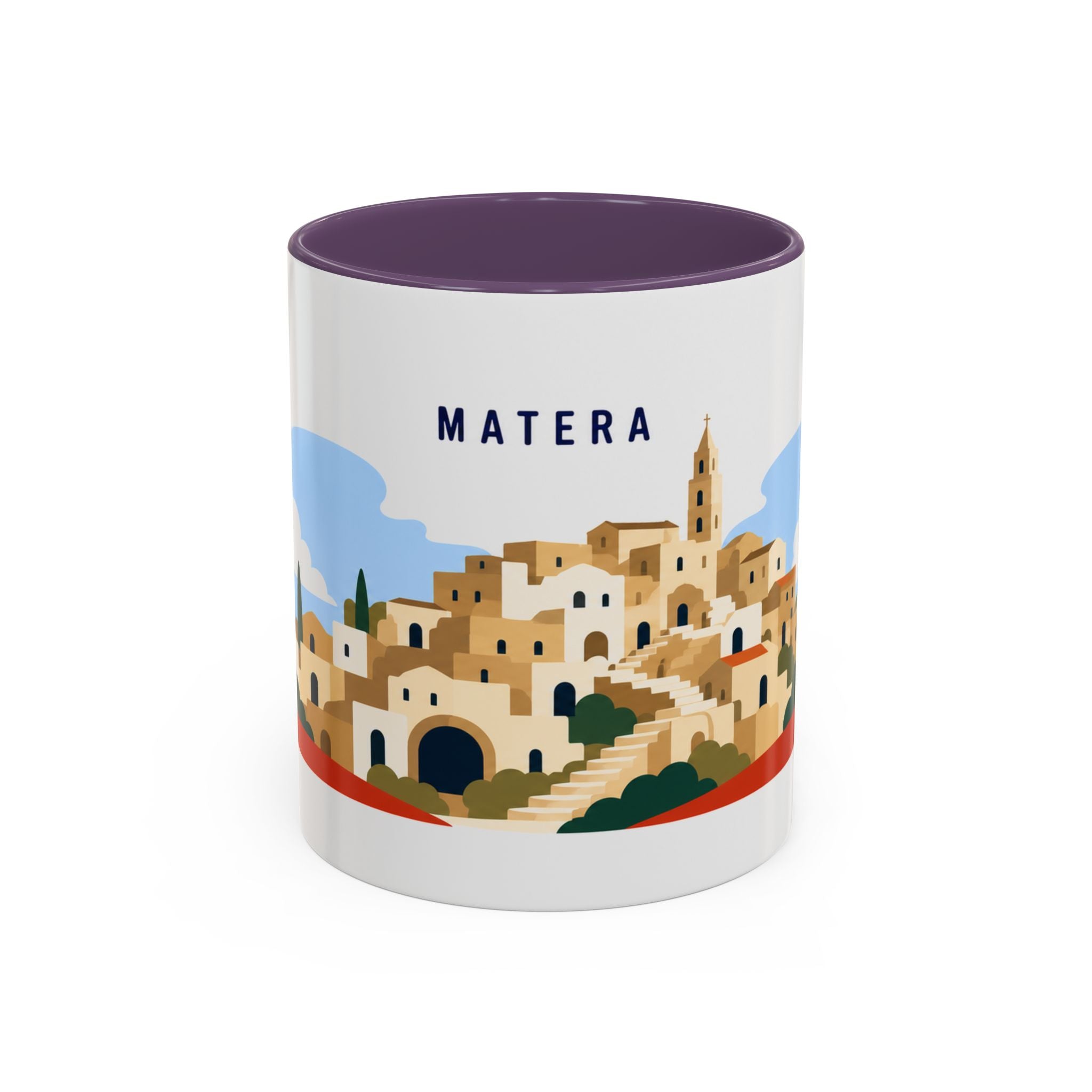 Matera Coffee Mug | Travel Destination Souvenir Gift | Accent Color Ceramic 11oz 15oz