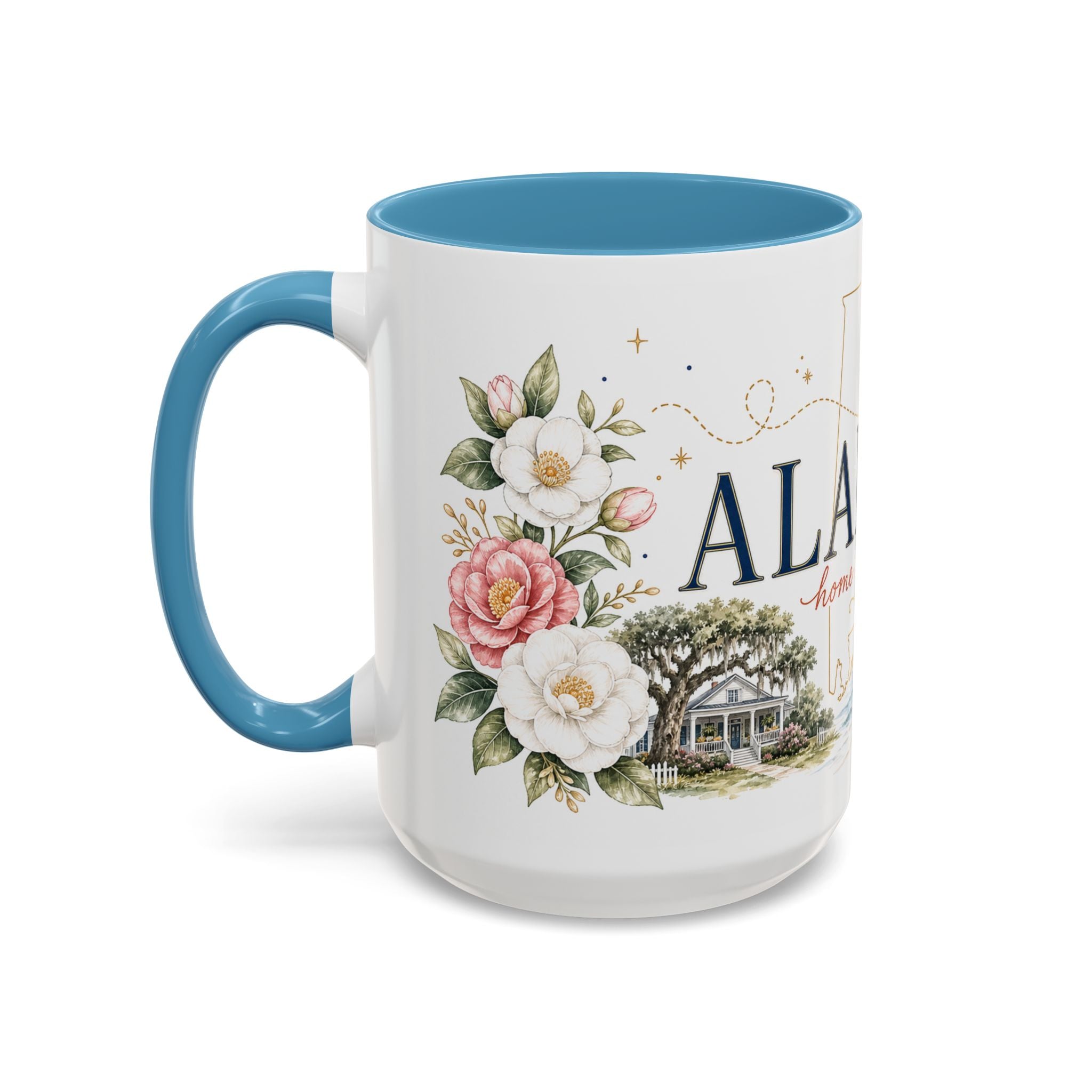 Alabama State Map Mug | Coastal Scenery, Botanical Accents, Homesick Gift