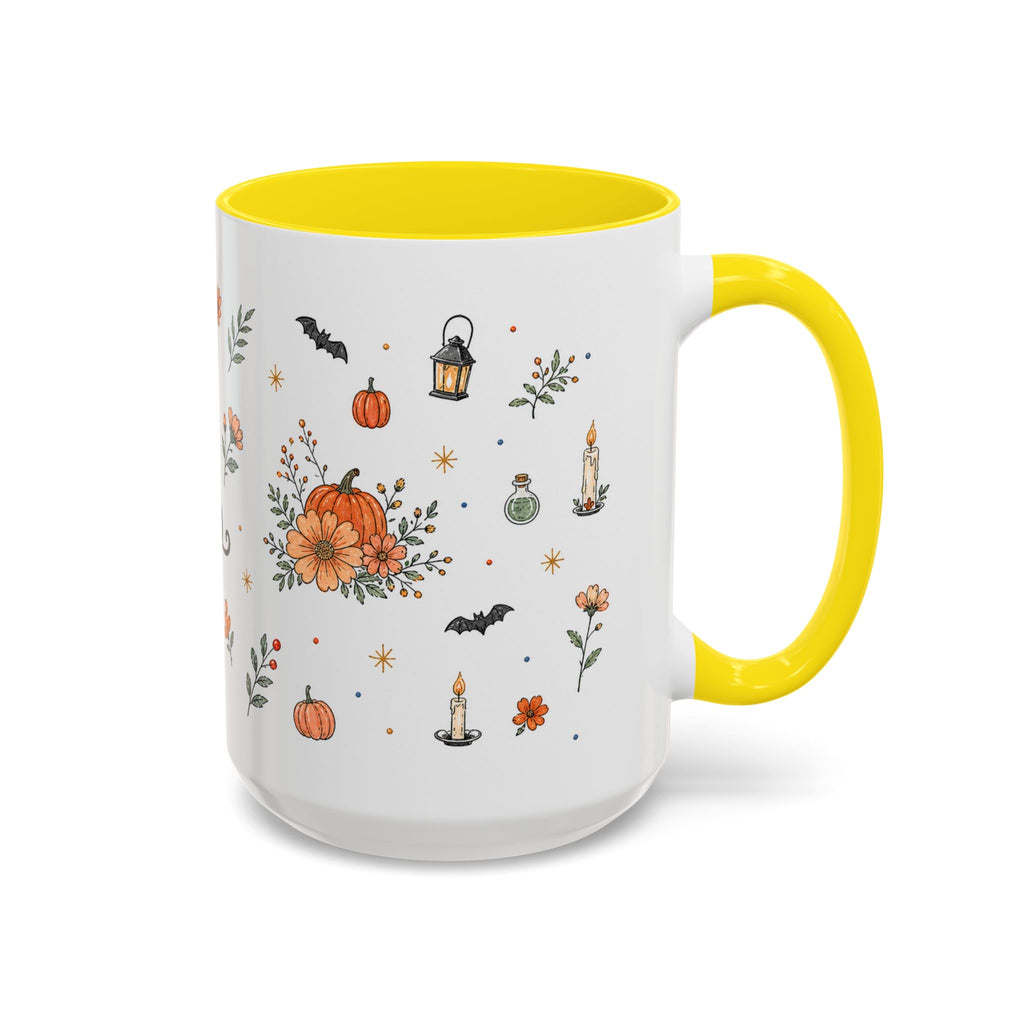Black Cat Halloween Mug | Pumpkin Moon Watercolor Gift | Spooky Accent Cup 11oz 15oz