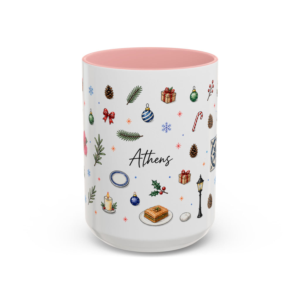 Athens Christmas Mug | Watercolor City Souvenir, Travel Gift (11oz/15oz)