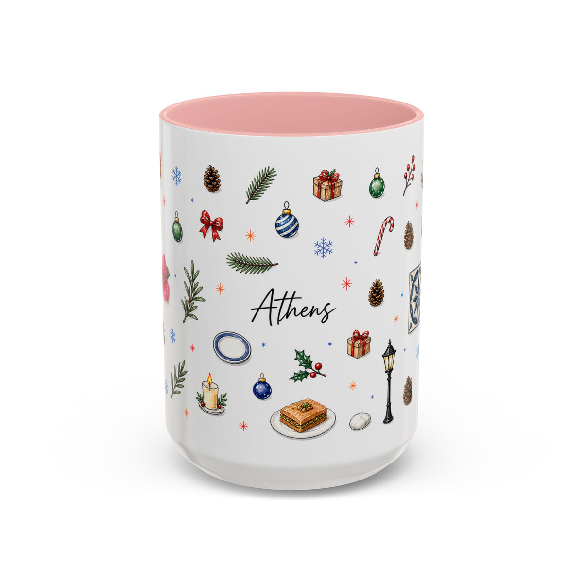 Athens Christmas Mug | Watercolor City Souvenir, Travel Gift (11oz/15oz)