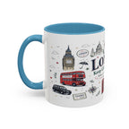 London Coffee Mug | England Souvenir Travel Gift | Accent Color Ceramic 11oz 15oz