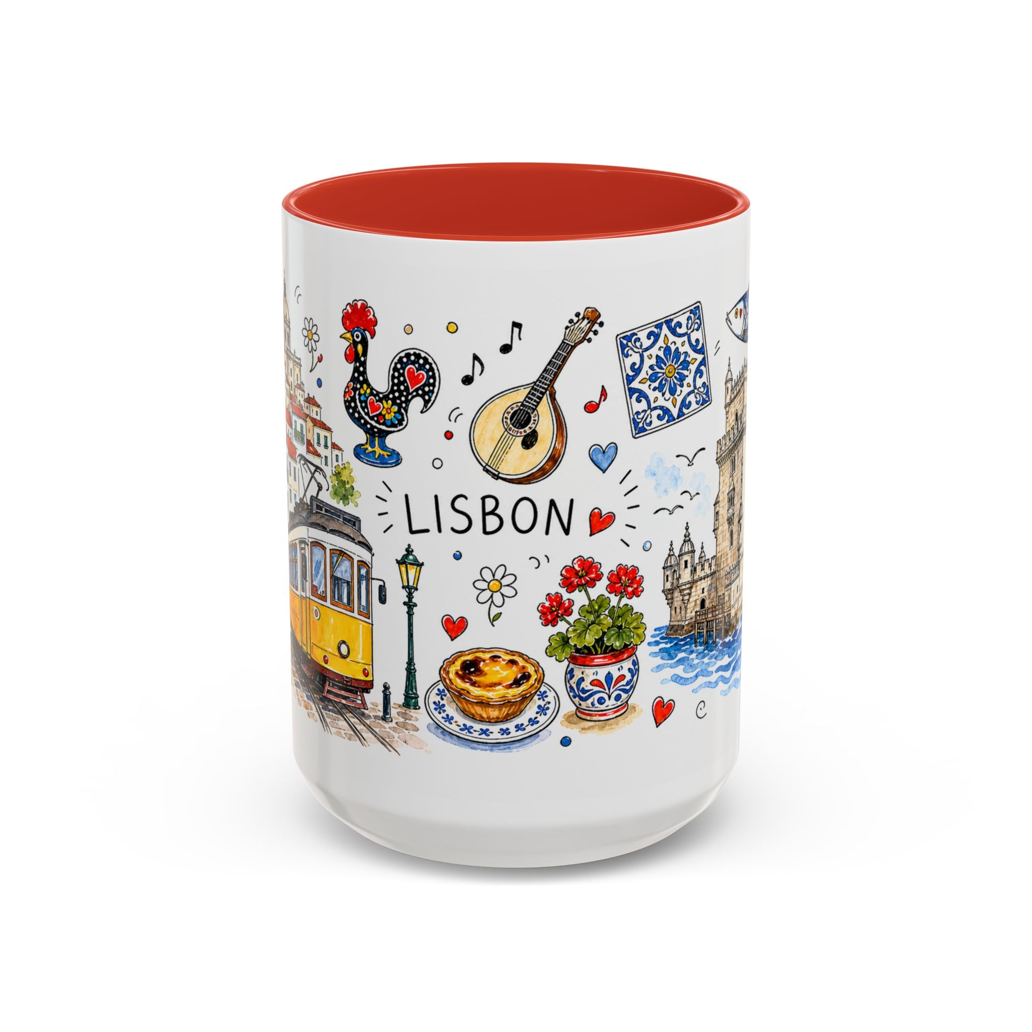 Lisbon Travel Mug | European City Souvenir Accent Coffee Mug | 11oz 15oz Ceramic Cup