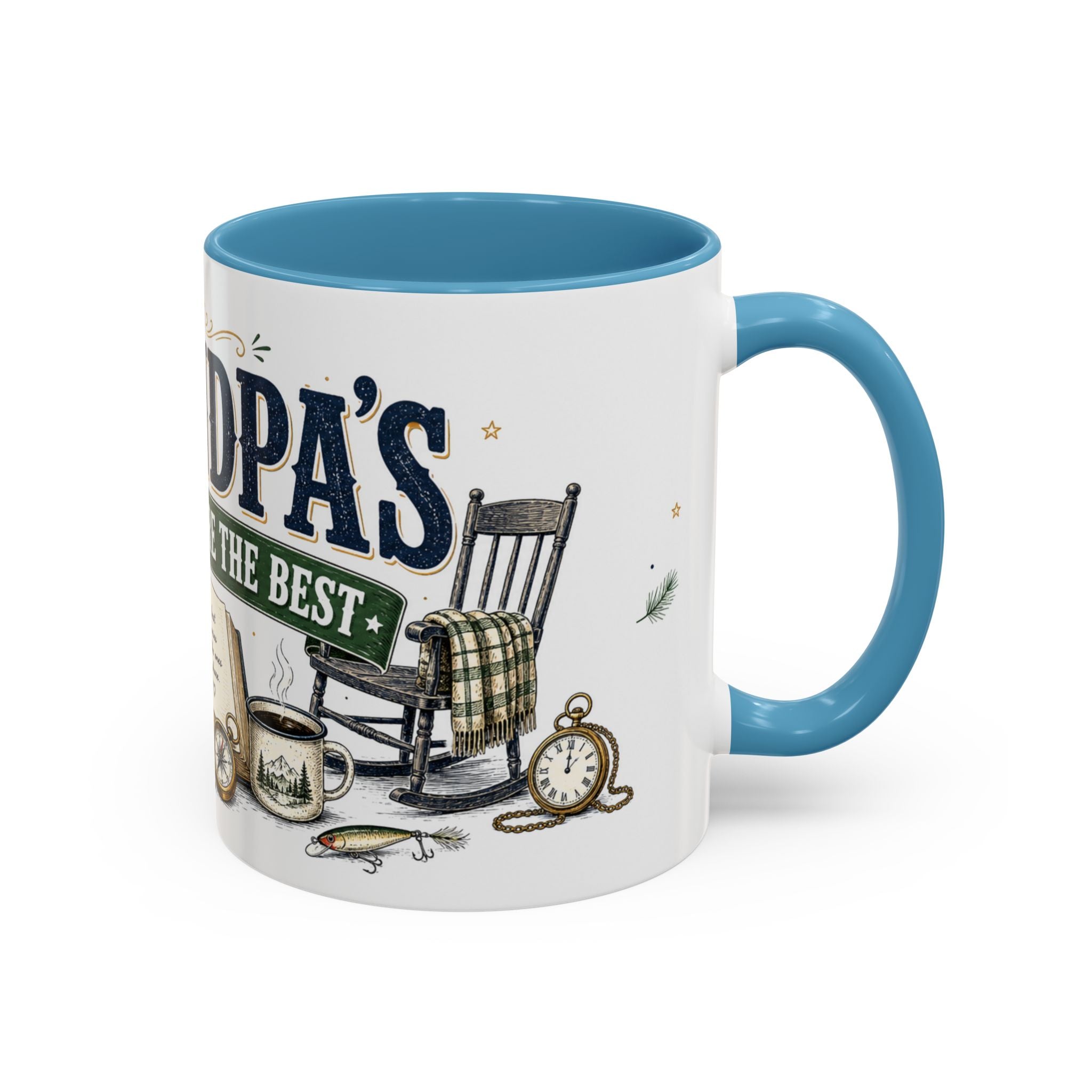 Grandpa's Stories Are The Best Coffee Mug | Gift From Grandkids | Accent Color Ceramic 11oz 15oz