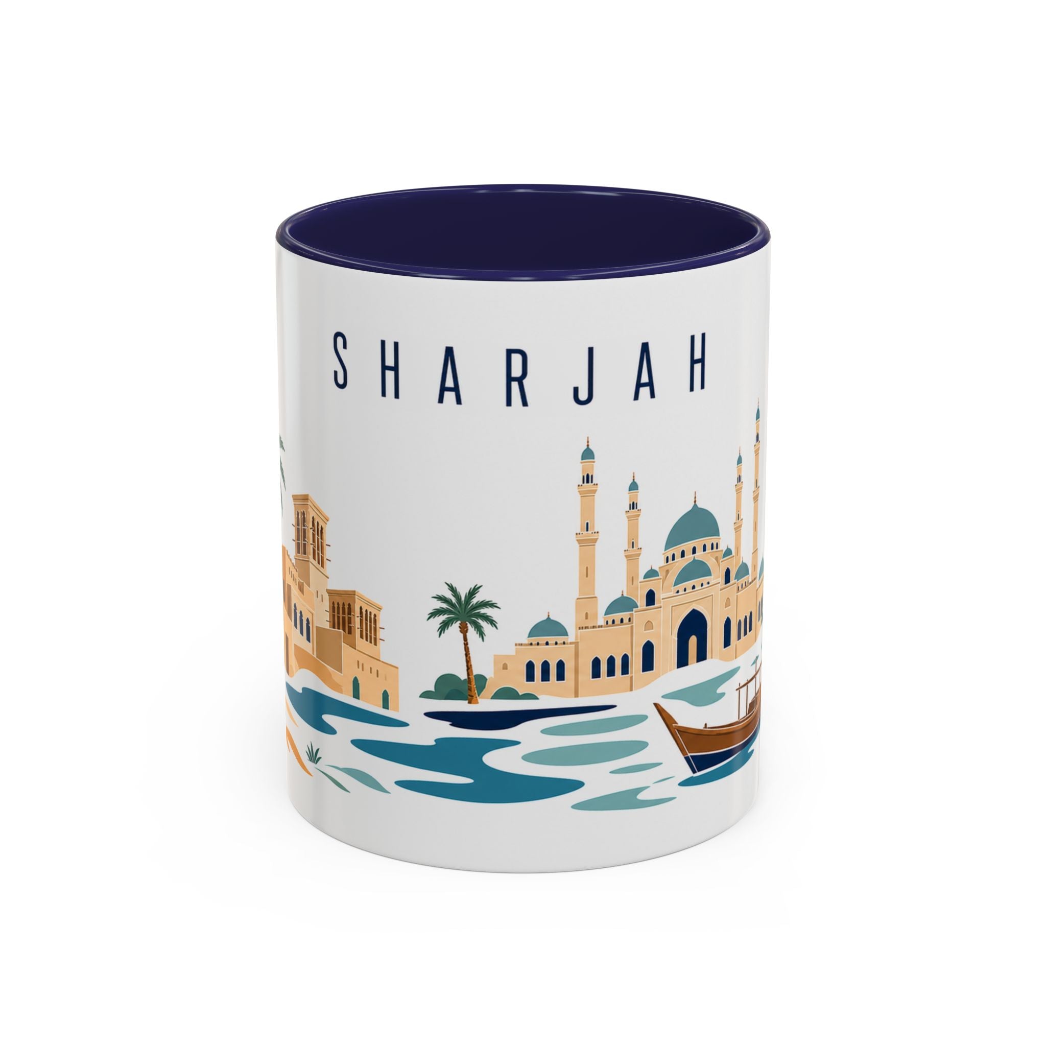 Sharjah Coffee Mug | United Arab Emirates Travel Souvenir | Porcelain Decal City Gift | 11oz 15oz Accent Mug