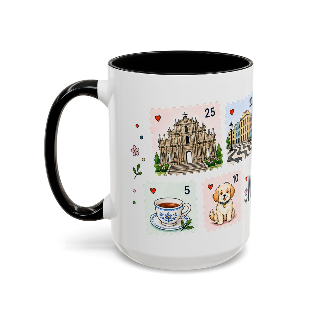 Macau Coffee Mug | Postage Stamp Collage Mug | Travel Souvenir Accent Cup 11oz 15oz