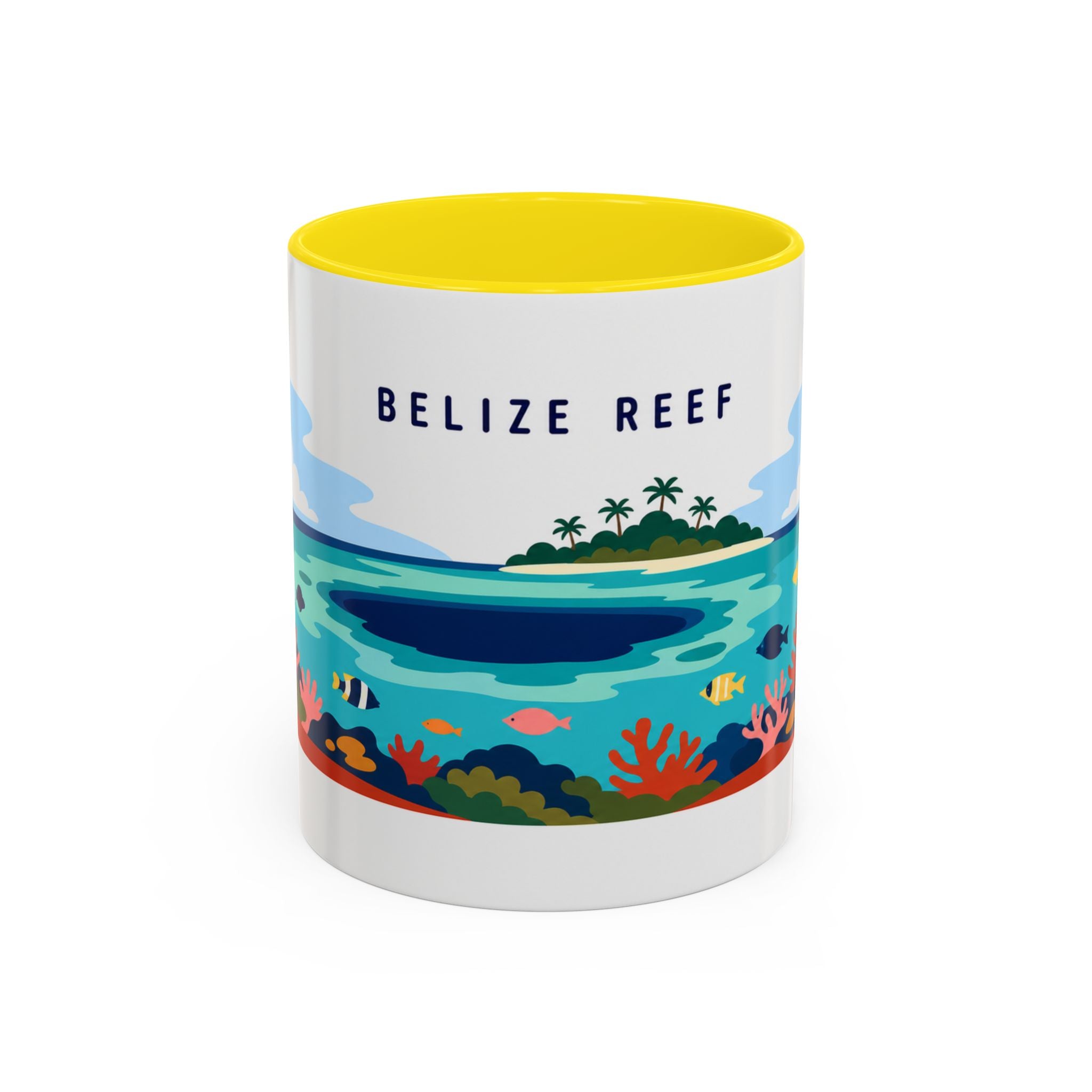 Belize Reef Coffee Mug | Travel Destination Souvenir Gift | Accent Color Ceramic 11oz 15oz