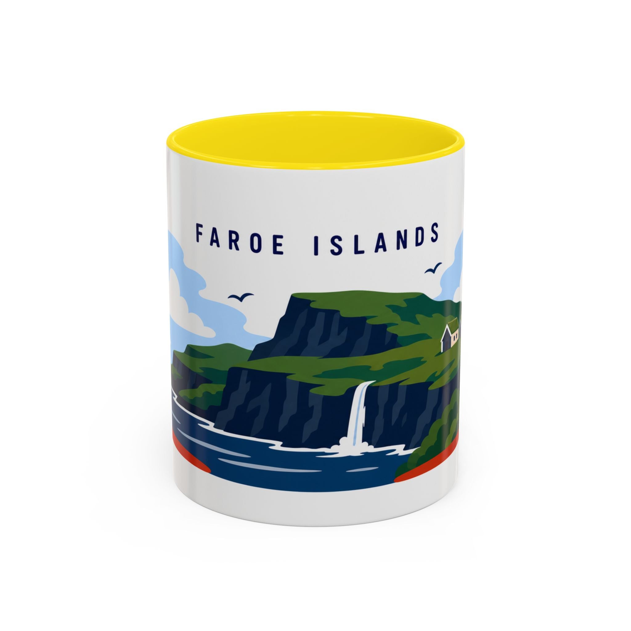 Faroe Islands Coffee Mug | Travel Destination Souvenir Gift | Accent Color Ceramic 11oz 15oz