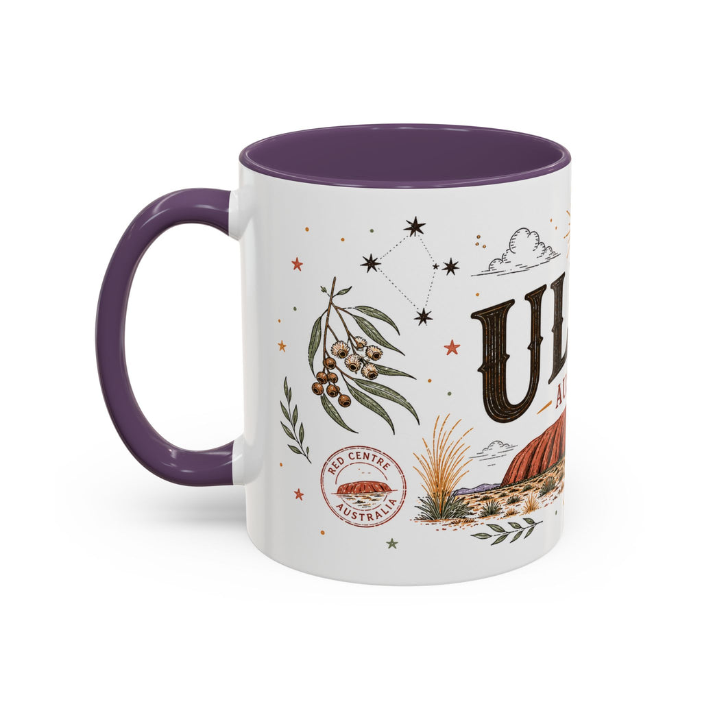 Uluru Coffee Mug | Travel Destination Souvenir Gift | Accent Color Ceramic 11oz 15oz