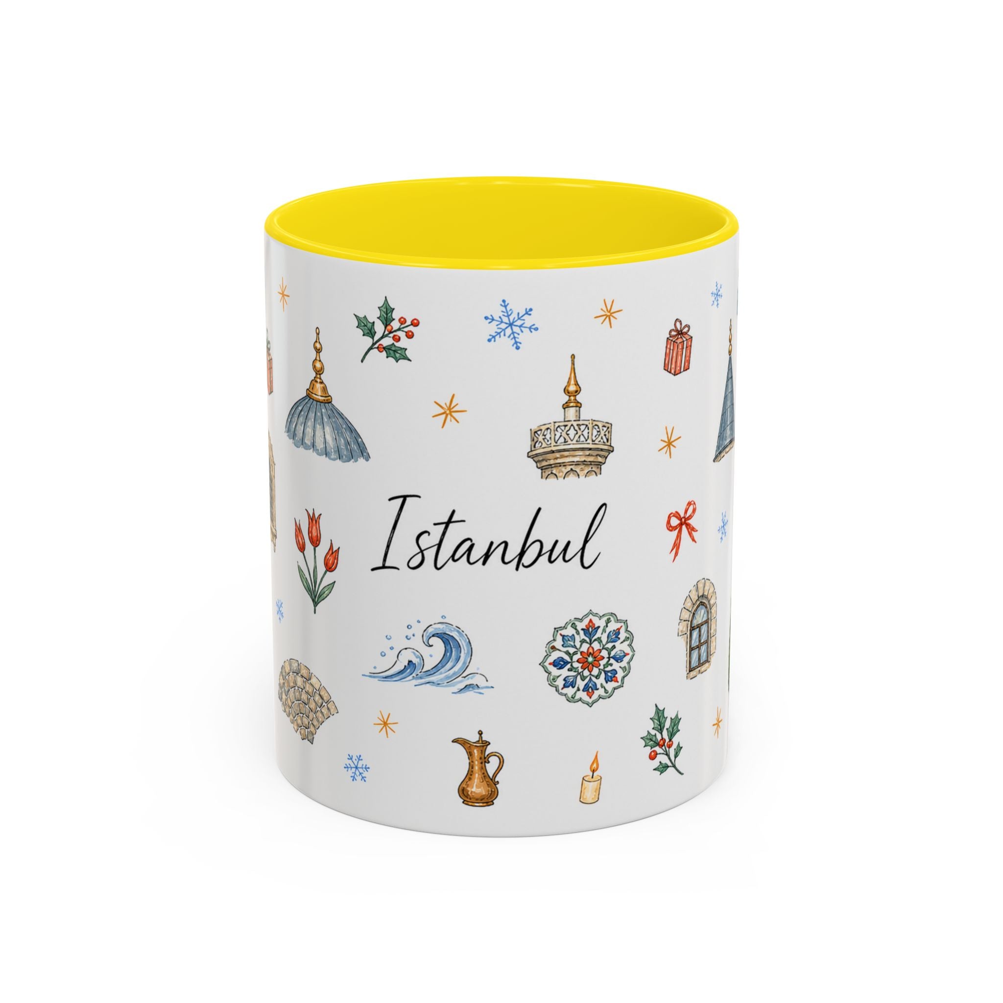 Istanbul Christmas Mug | Watercolor Travel Souvenir | Holiday Gift | Accent Ceramic Coffee Cup 11oz 15oz