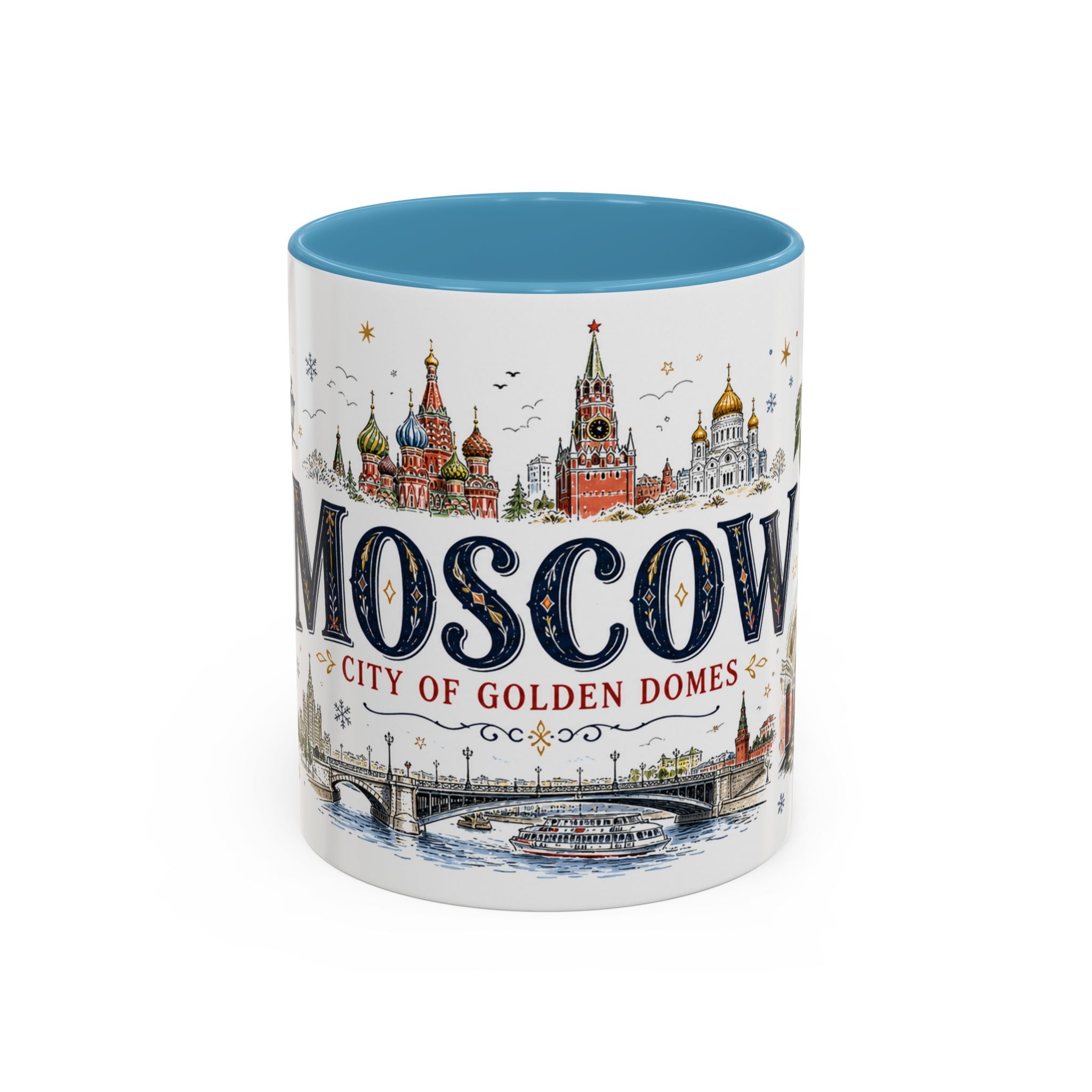 Moscow Coffee Mug | Russia Souvenir Travel Gift | Accent Color Ceramic 11oz 15oz