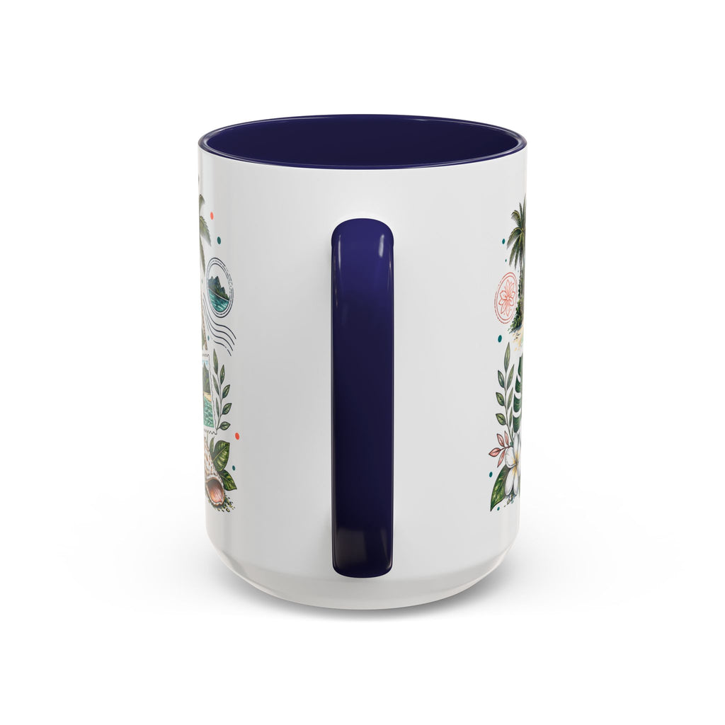 Tahiti Coffee Mug | Travel Destination Souvenir Gift | Accent Color Ceramic 11oz 15oz