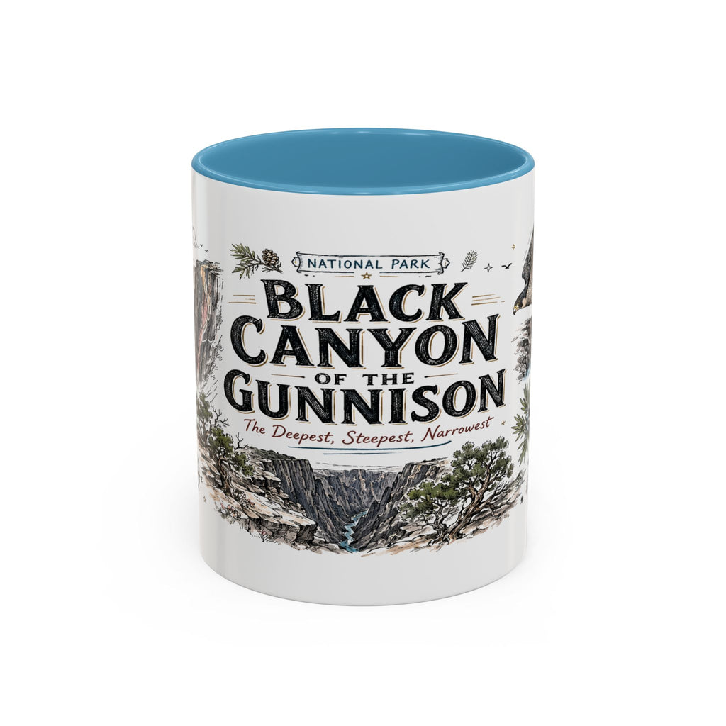 Black Canyon of the Gunnison National Park Coffee Mug | Colorado Deep Canyon Hiking Gift | Accent Color Ceramic 11oz 15oz