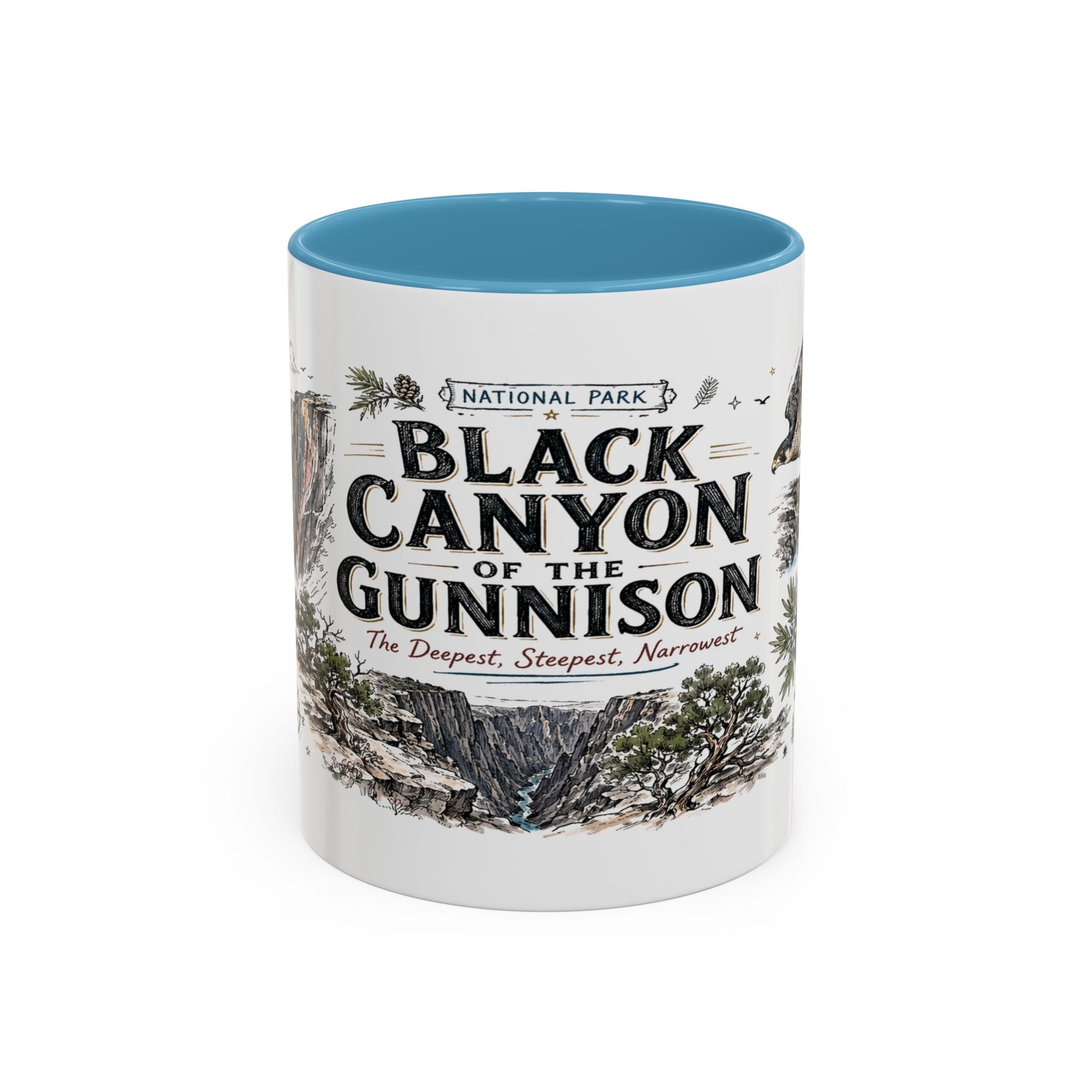 Black Canyon of the Gunnison National Park Coffee Mug | Colorado Deep Canyon Hiking Gift | Accent Color Ceramic 11oz 15oz