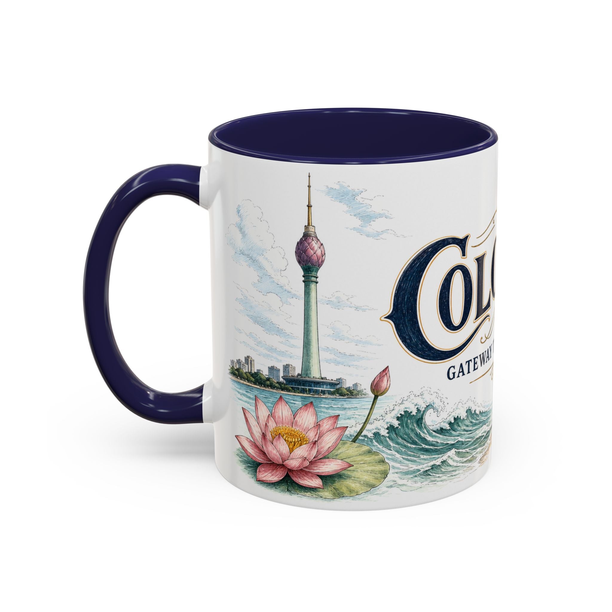Colombo Coffee Mug | Sri Lanka Travel Souvenir | Vintage Illustrated City Gift | 11 oz 15 oz Accent Mug