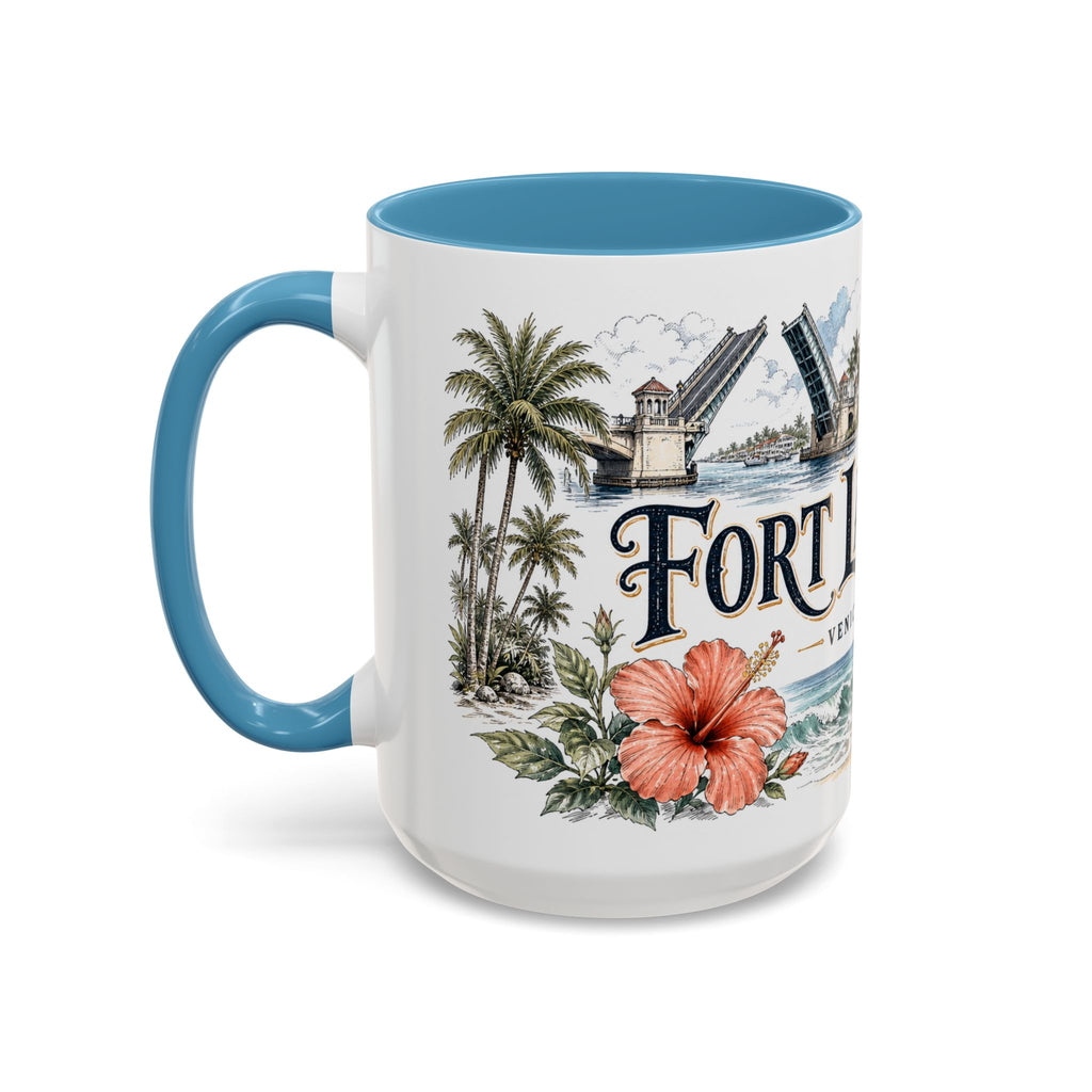 Fort Lauderdale Coffee Mug | United States Travel Souvenir | Vintage Illustrated City Gift | 11 oz 15 oz Accent Mug