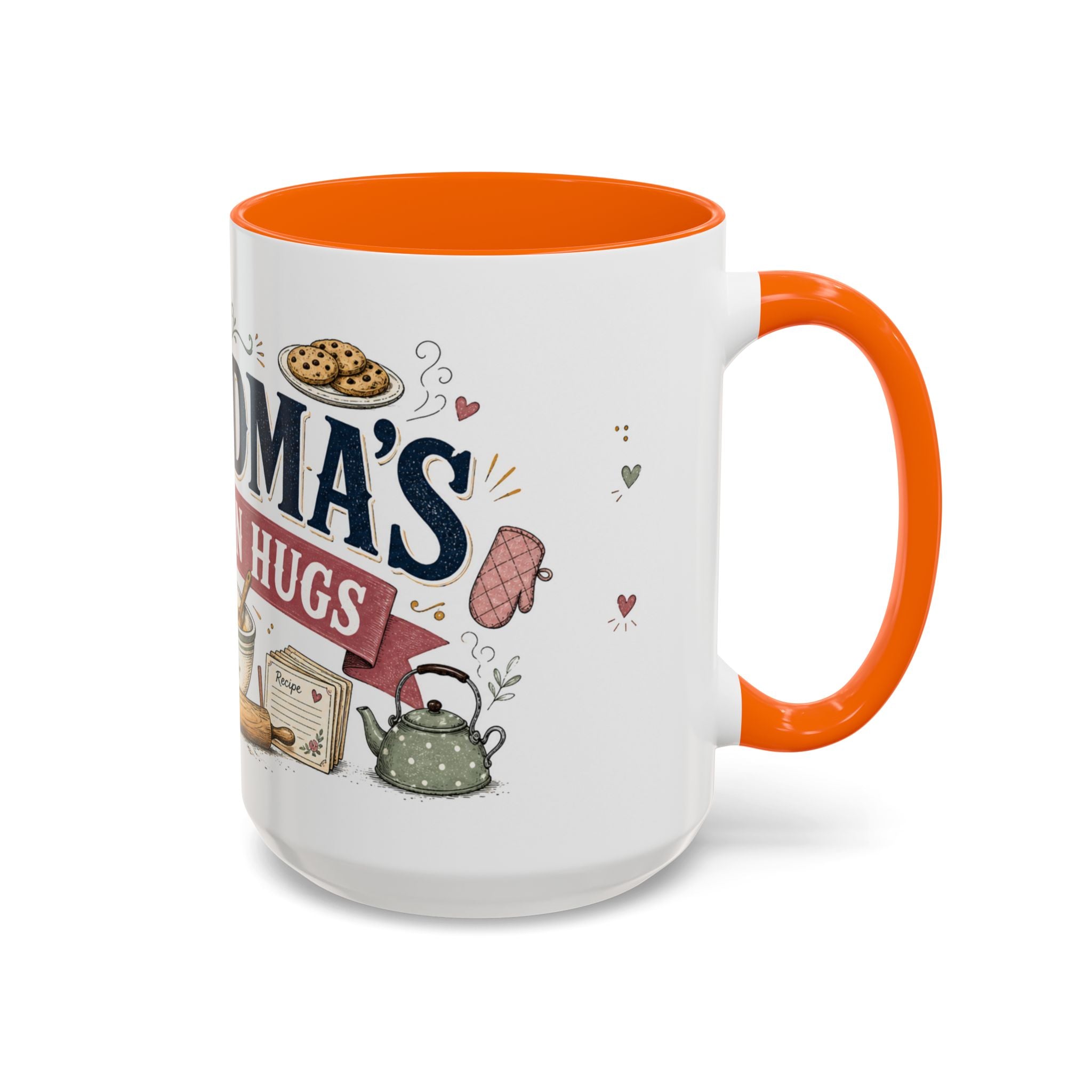 Grandma's Kitchen Hugs Coffee Mug | Gift From Grandkids | Accent Color Ceramic 11oz 15oz