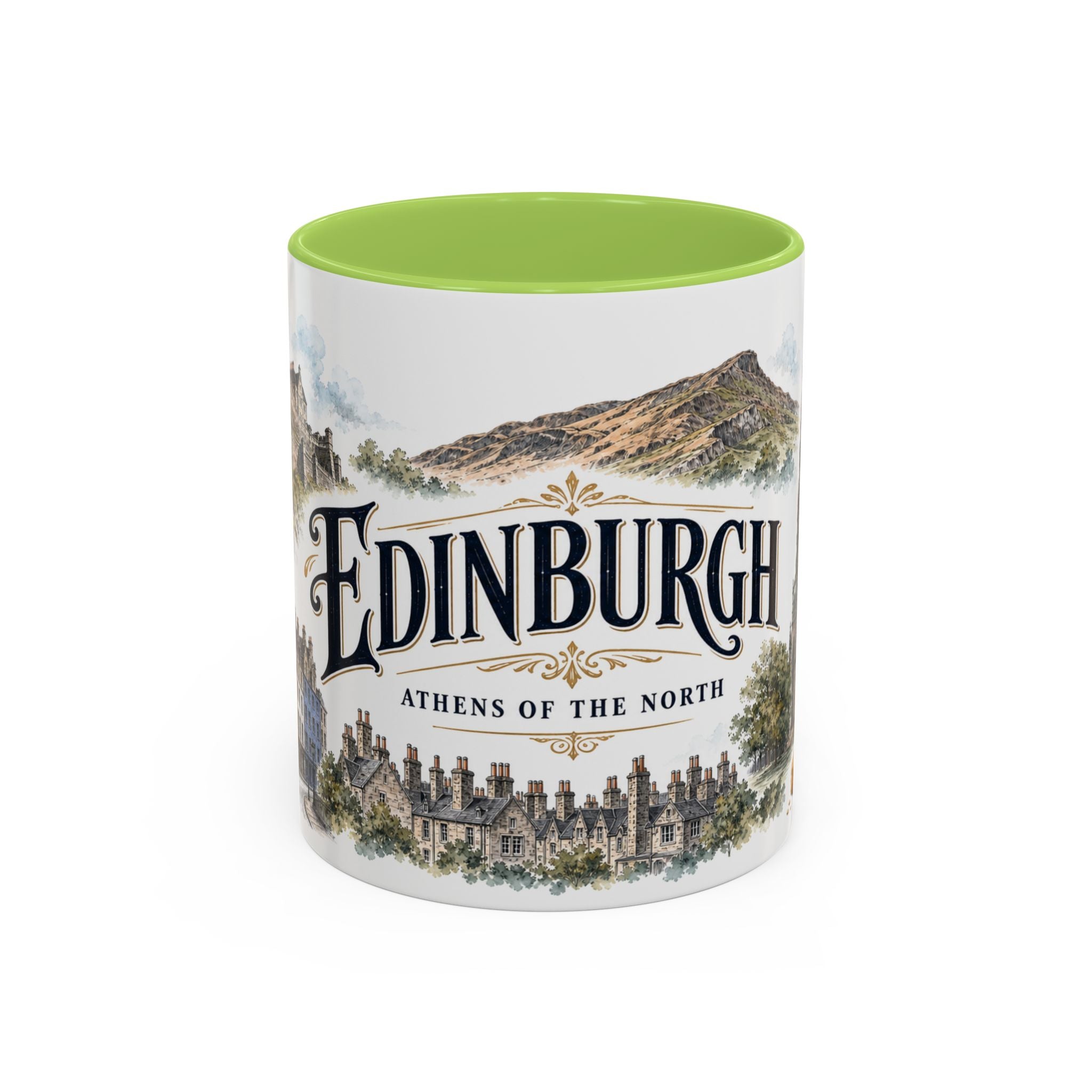Edinburgh Coffee Mug | United Kingdom Travel Souvenir | Vintage Illustrated City Gift | 11 oz 15 oz Accent Mug