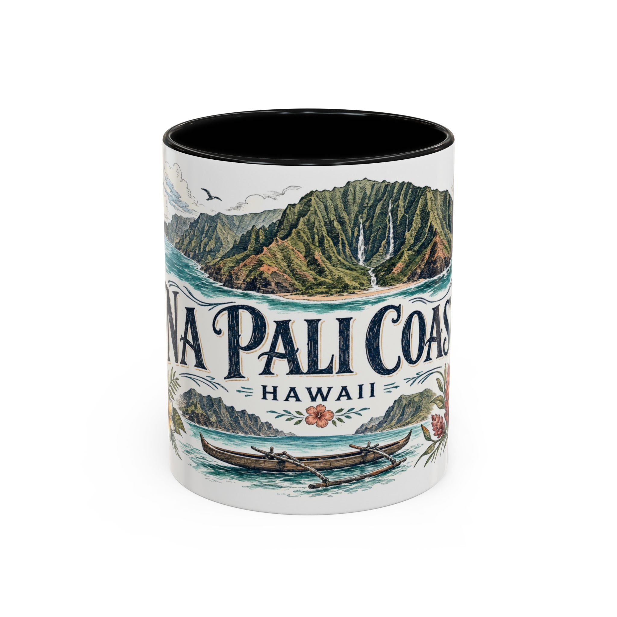 Na Pali Coast Mug, Hawaii Travel Souvenir, Bucket List Gift, Accent Ceramic Coffee Mug 11oz 15oz