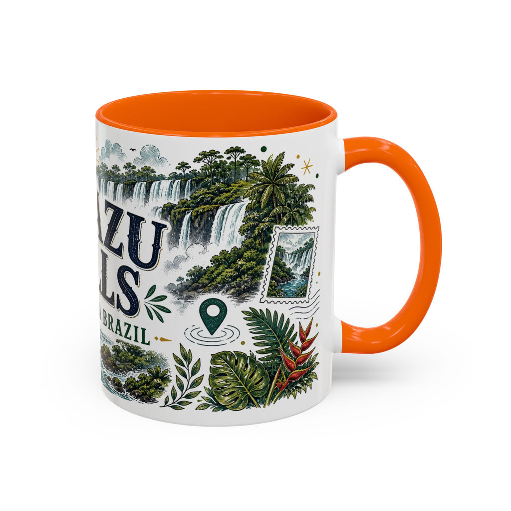 Iguazu Falls Coffee Mug | Travel Destination Souvenir Gift | Accent Color Ceramic 11oz 15oz