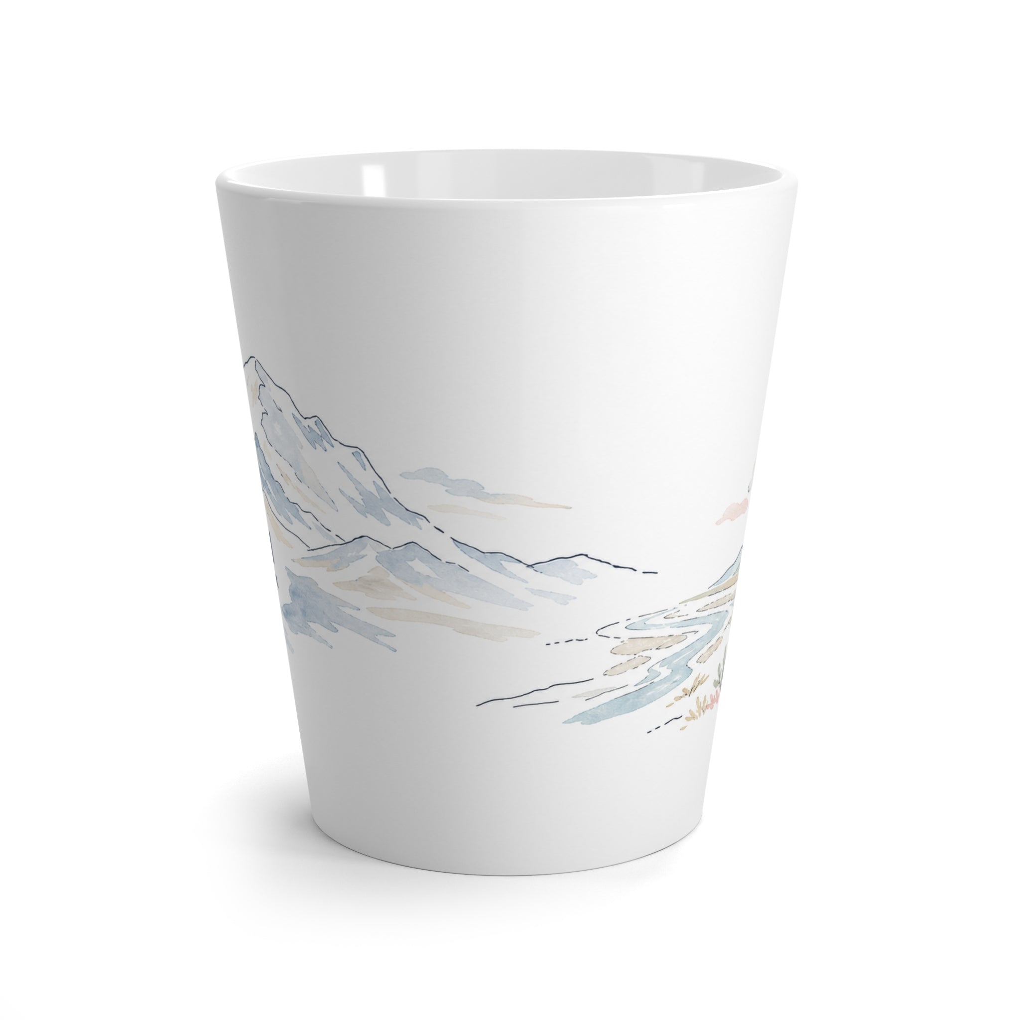 Denali National Park Latte Mug | Pastel Watercolor Nature Coffee Cup | 12 oz Travel Souvenir Gift