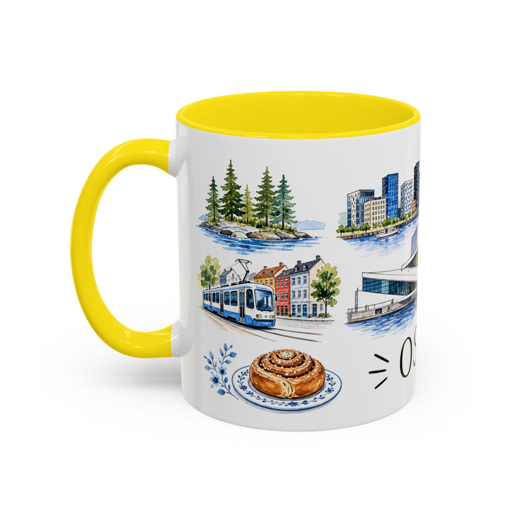 Oslo Illustrated Travel Mug | City Souvenir Accent Coffee Mug | 11oz 15oz Ceramic Cup