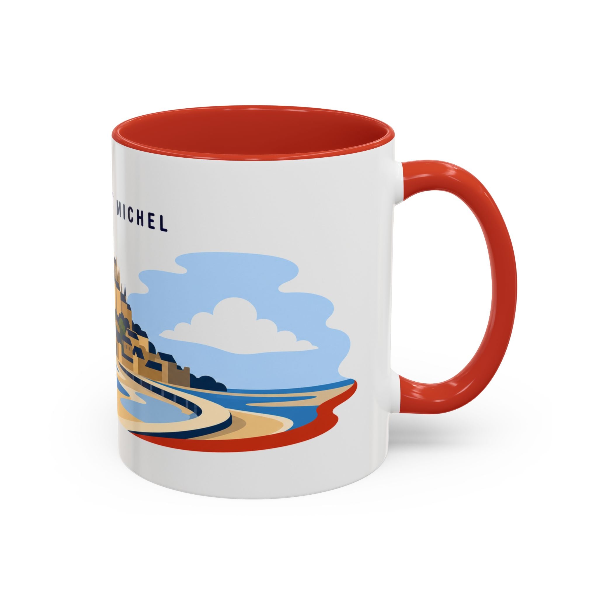 Mont Saint Michel Coffee Mug | Travel Destination Souvenir Gift | Accent Color Ceramic 11oz 15oz
