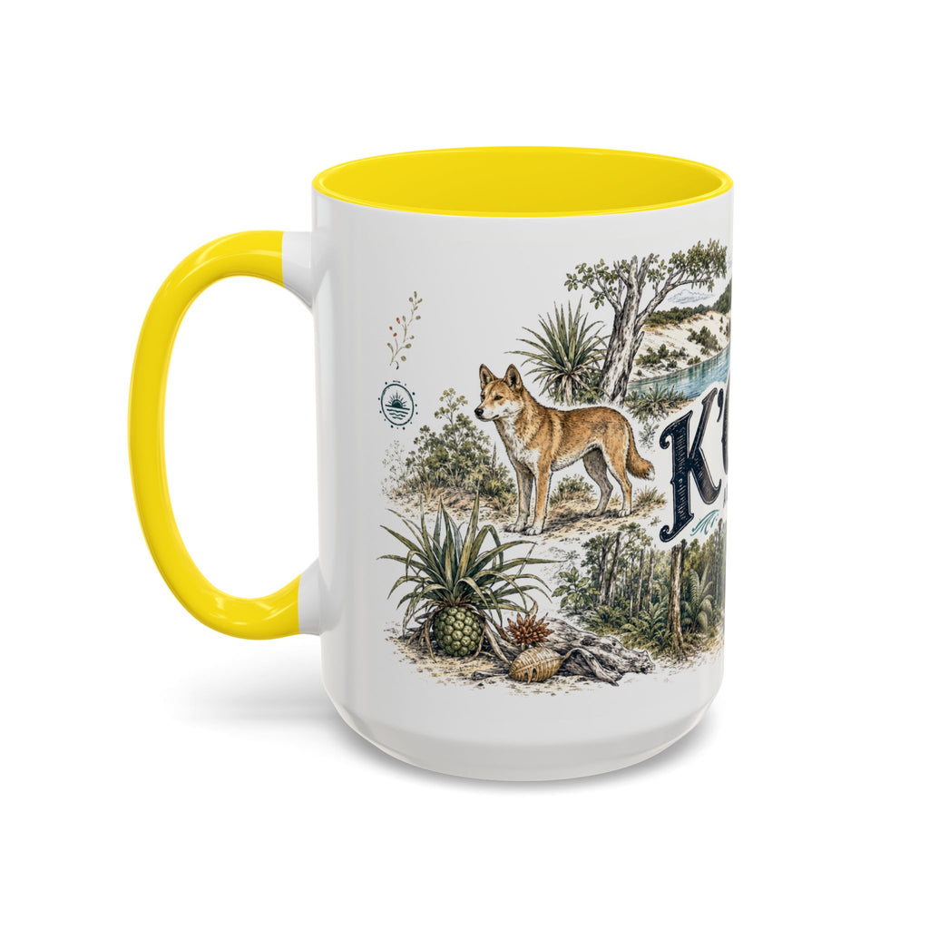 K'gari Mug, Australia Travel Souvenir, Bucket List Gift, Accent Ceramic Coffee Mug 11oz 15oz