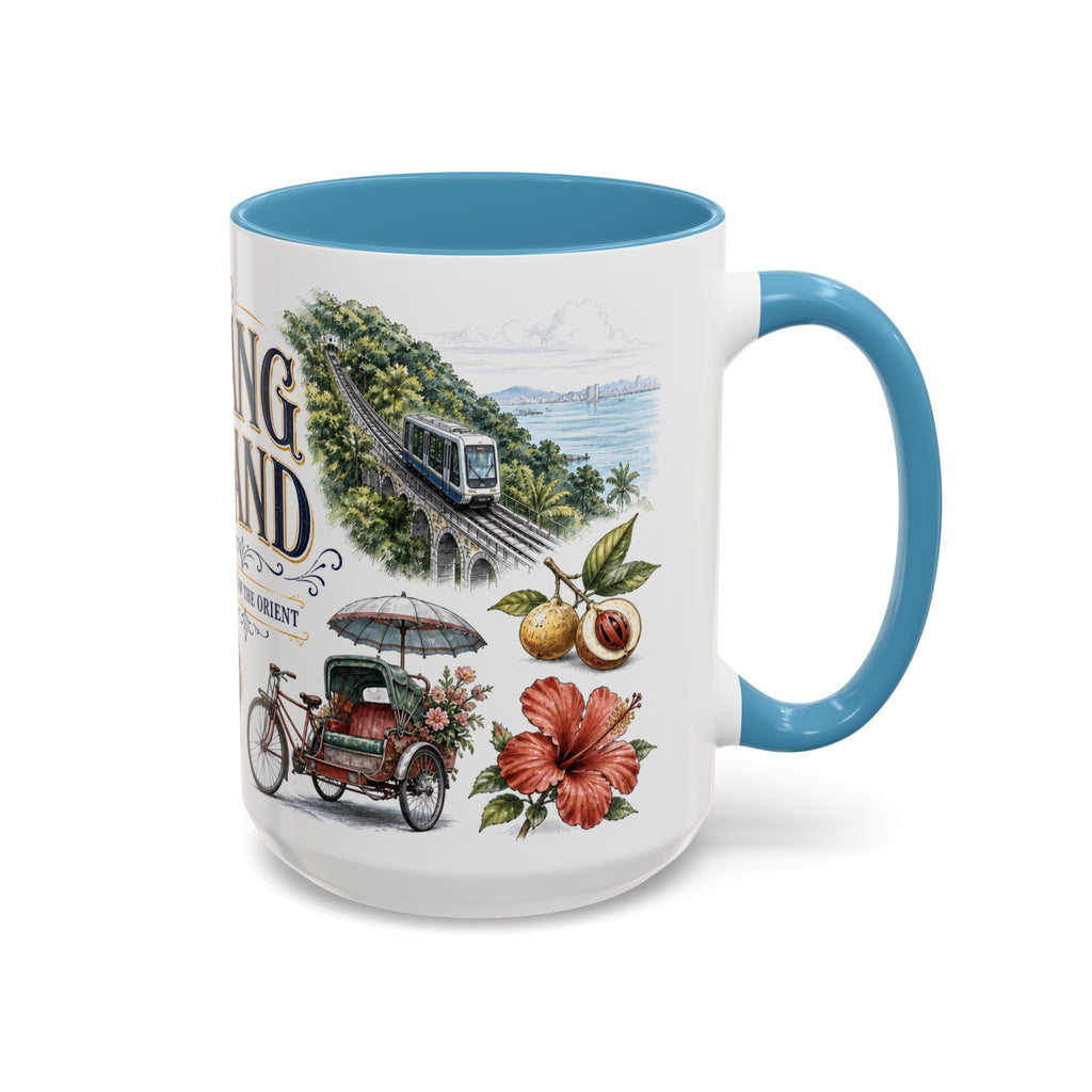 Penang Island Coffee Mug | Malaysia Travel Souvenir | Vintage Illustrated City Gift | 11 oz 15 oz Accent Mug