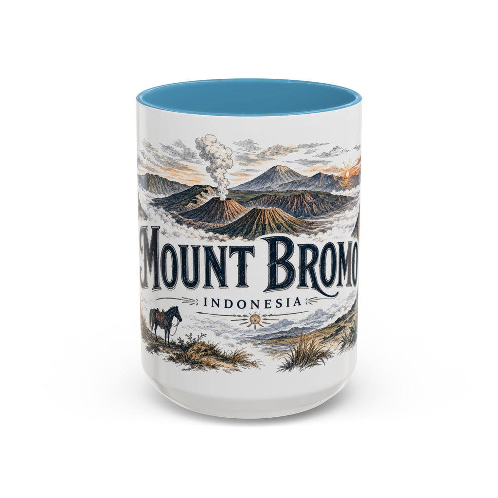 Mount Bromo Mug, Indonesia Travel Souvenir, Bucket List Gift, Accent Ceramic Coffee Mug 11oz 15oz