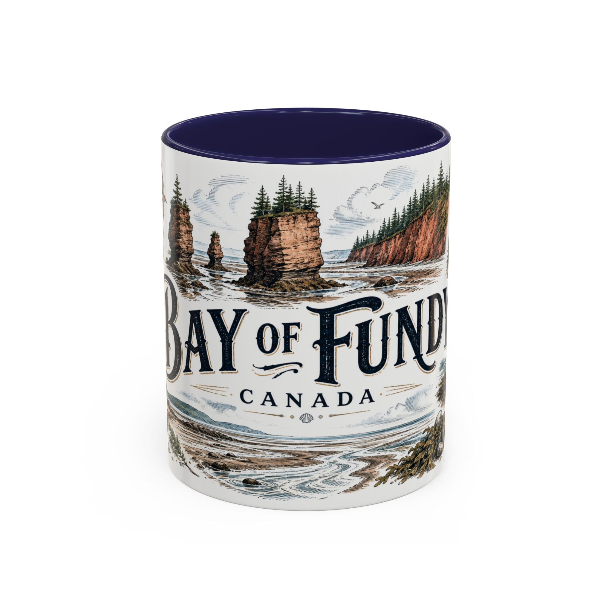 Bay of Fundy Mug, Canada Travel Souvenir, Bucket List Gift, Accent Ceramic Coffee Mug 11oz 15oz